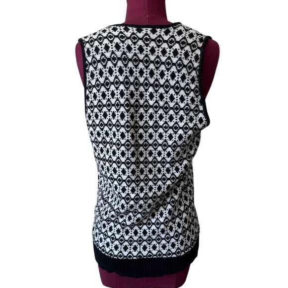 Anthropologie Maeve Geometric Knit Sweater Vest Shrug Set Large Black White Larg - Picture 13 of 14